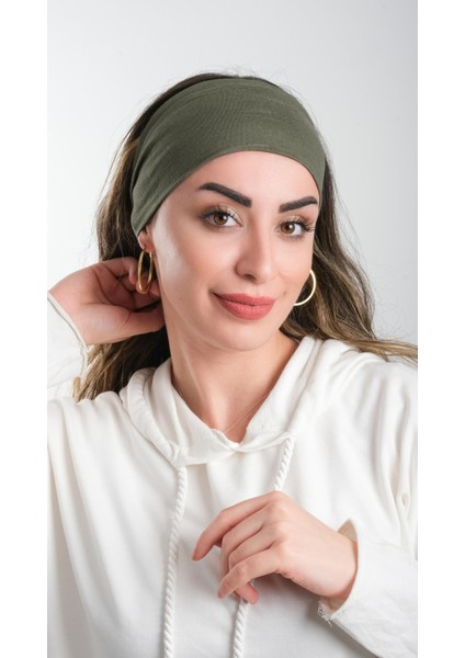Haki Bandana Saç Bandı Viskon Düz 3012_09