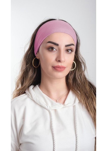 Pudra Bandana Saç Bandı Viskon Düz 3012_06