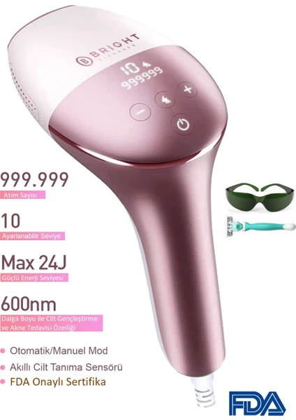 Bright Elegance BE-9020 Ipl Lazer Epilasyon 999.999 Atım Manuel/otomatik Mod Cilt Sensörlü 10 Kademe Ağrısız Lazer