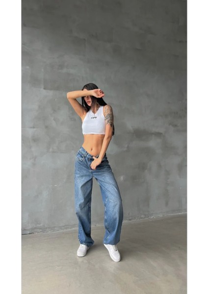 Loose Fıt Kar Yıkama Baggy Jean Pantolon