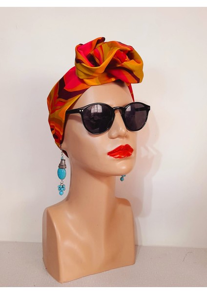 Afrika Modeli Telli Bandana Saç Aksesuarı Kumaş Toka