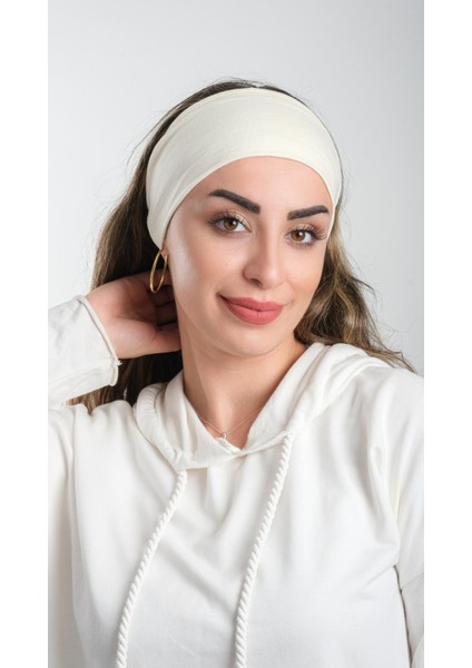 Krem Bandana Saç Bandı Viskon Düz 3012_40