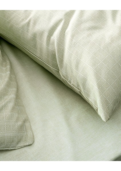 Odette King Size %100 Pamuk Ranforce Baskılı Nevresim Takımı - Haki