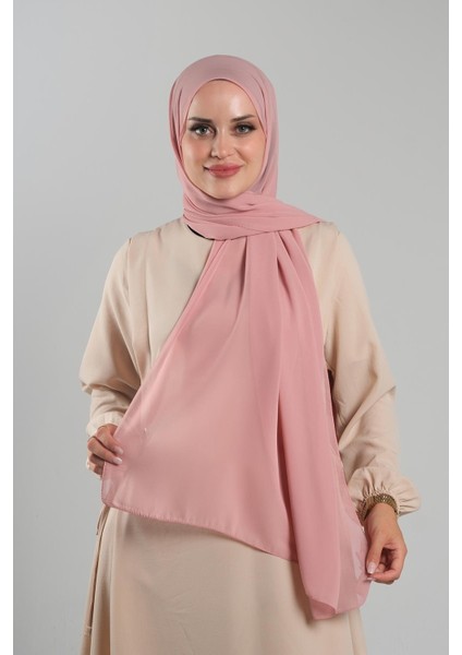 Pudra Düz Klasik Şal Şifon Dikişli 202112_06