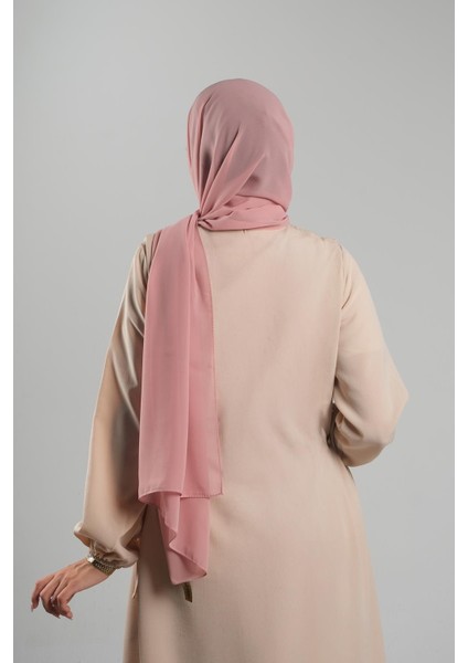 Pudra Düz Klasik Şal Şifon Dikişli 202112_06 modelleri