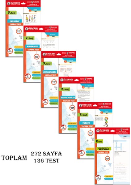 Özdebir Yayınları 7.Sınıf Yaprak Test Seti 6 Ders