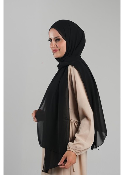 Siyah Düz Klasik Şal Şifon Dikişli 202112_01 fiyatları