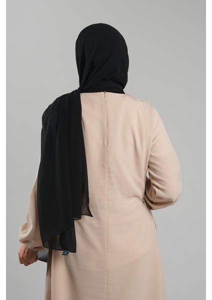 Siyah Düz Klasik Şal Şifon Dikişli 202112_01 modelleri