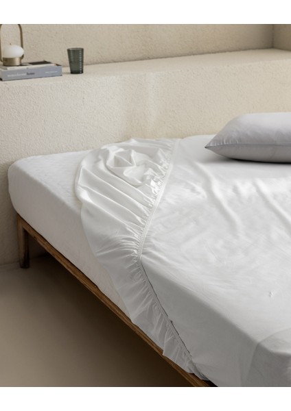 Manon King Size %100 Pamuk Ranforce Lastikli Çarşaf - Beyaz