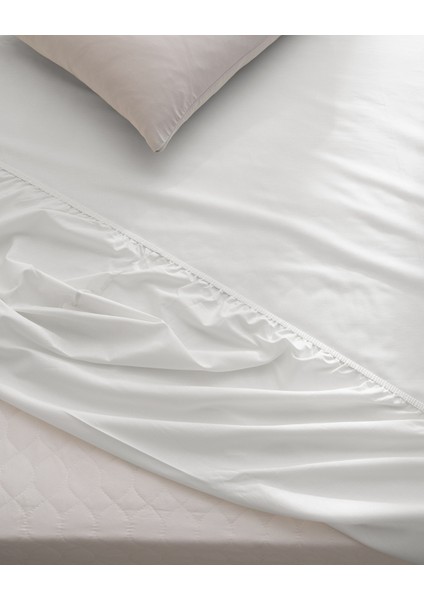 Manon King Size %100 Pamuk Ranforce Lastikli Çarşaf - Beyaz fırsatları
