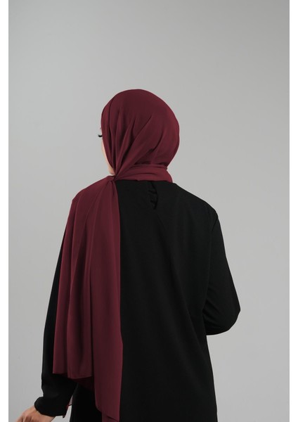 Bordo Düz Klasik Şal Şifon Dikişli 202112_16 modelleri