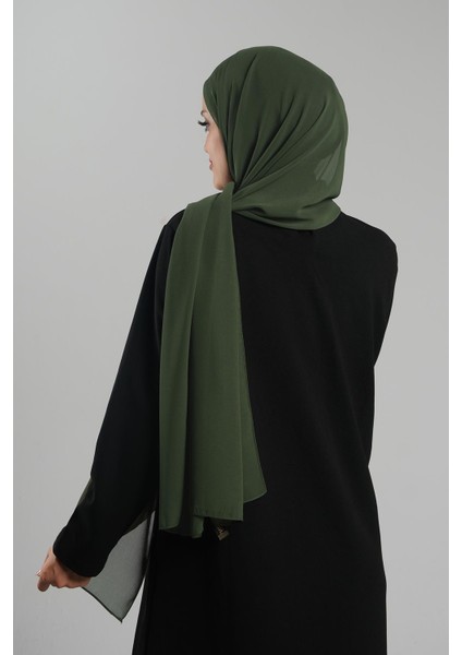 Haki Düz Klasik Şal Şifon Dikişli 202112_09 modelleri