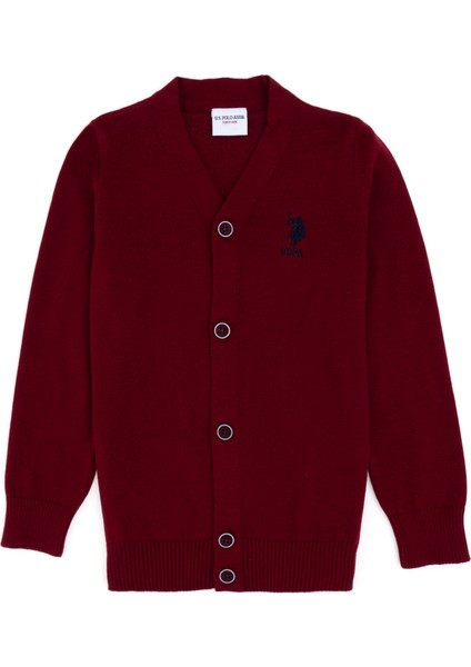 U.S. Polo Assn. Erkek Çocuk Bordo Triko Hırka 50295571-VR014