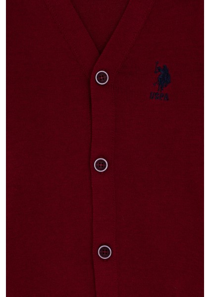 U.S. Polo Assn. Erkek Çocuk Bordo Triko Hırka 50295571-VR014