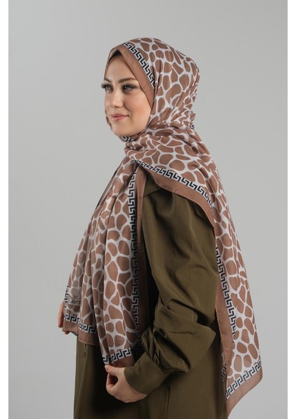 Hardal Desenli Şal Kesik Elyaf Dijital Baskılı Pamuksu Leopar 202116_43