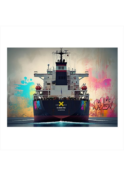 Konteyner Gemisi Limanda Art Mdf Poster 35CM X50CM
