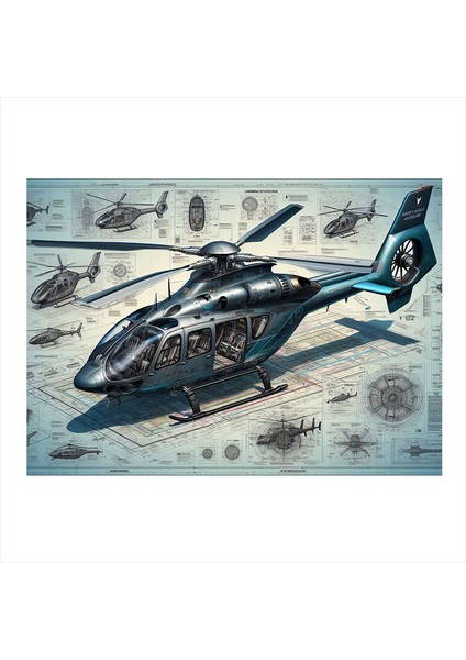 Teknik Helikopter Tasarımı Mdf Poster 25CMX 35CM