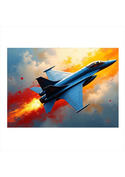 Mavi Jet Uçağı Mdf Poster 35CM X50CM