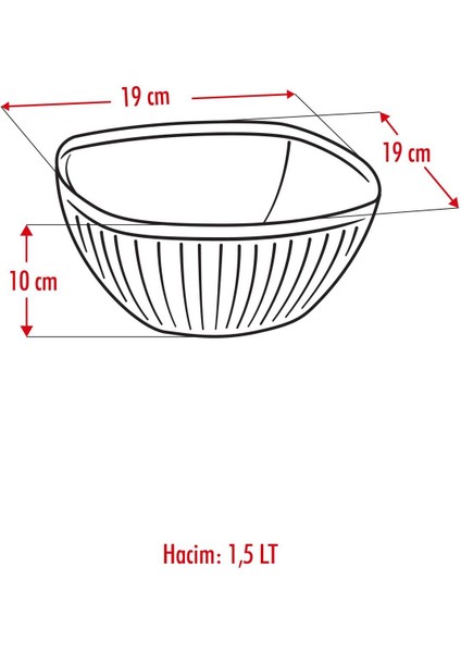 Akrilik Barok Füme Orta Boy Kare Meyve & Salata Kasesi & Karıştırma Kabı / 1,5 Lt (Cam Değildir)