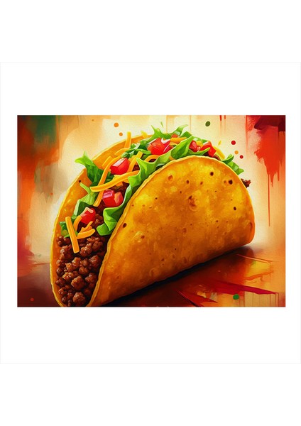 Çizgi Roman Taco Illüstrasyonu Model Ahşap Tablo 50CMX 70CM