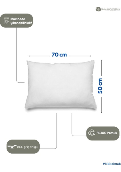 800 Gr Iç Dolgulu 50x70 Cm %100 Pamuk Yastık - Kılıfı Yıkanabilir Tekli Yastık modelleri