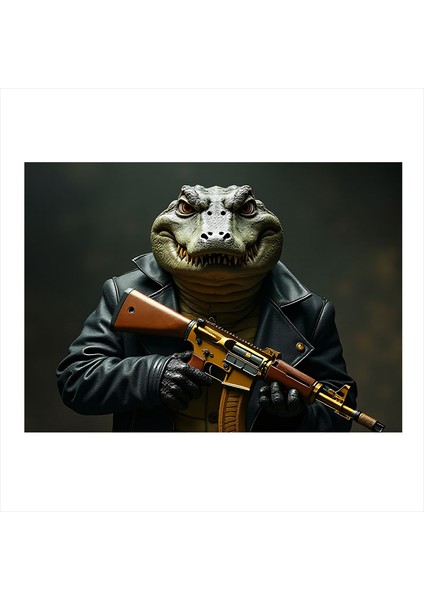 Silahlı Sırtlan Figürü Mdf Poster 35CM X50CM