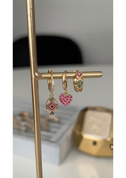 Vip Seri Gold Etnik Desenli 3 Lü Set Küpe