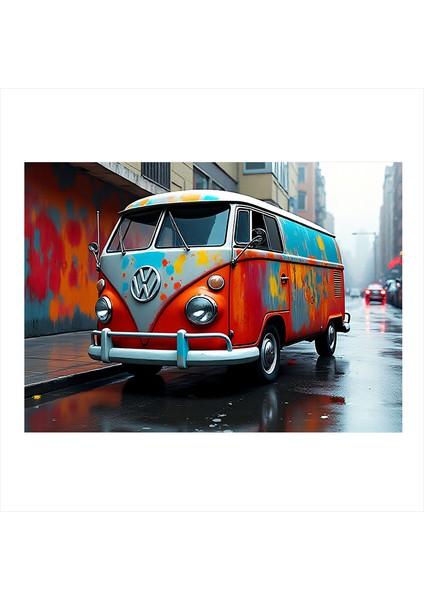 Grafitili Volkswagen Minibüs Art Mdf Poster 25CMX 35CM