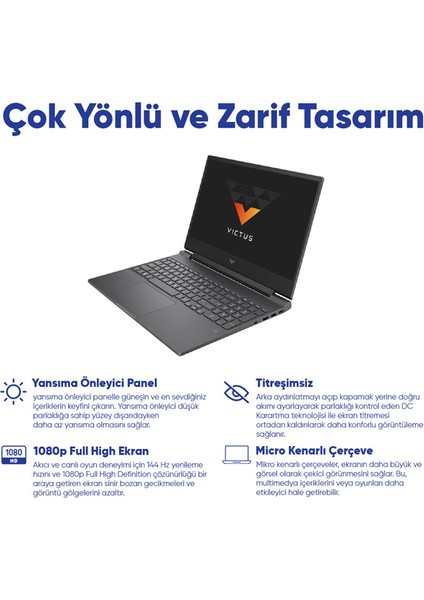 Victus 15-FA1057NT 8U849EA I7-13700H 16 GB 512 GB SSD RTX4050 15.6" Free Dos Fhd Dizüstü Bilgisayar