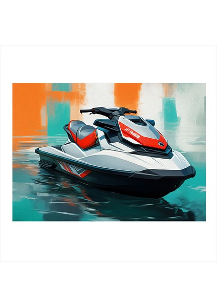 Jet Ski Tasarımı Desenli Ahşap Tablo 50CMX 70CM