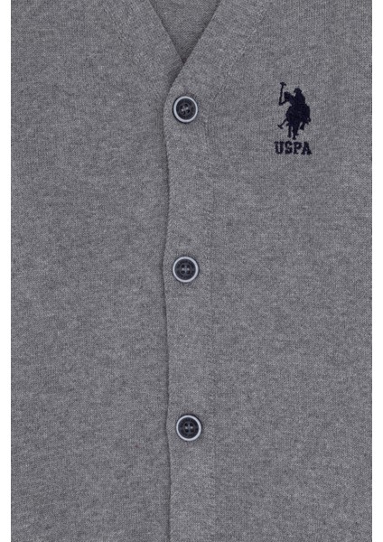 U.S. Polo Assn. Erkek Çocuk Gri Melanj Triko Hırka 50295571-VR086