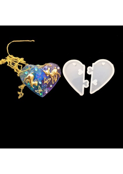 Epoksi Silikon Kalıp Çift Kalp Kolye Ucu Geçmeli (6 cm )