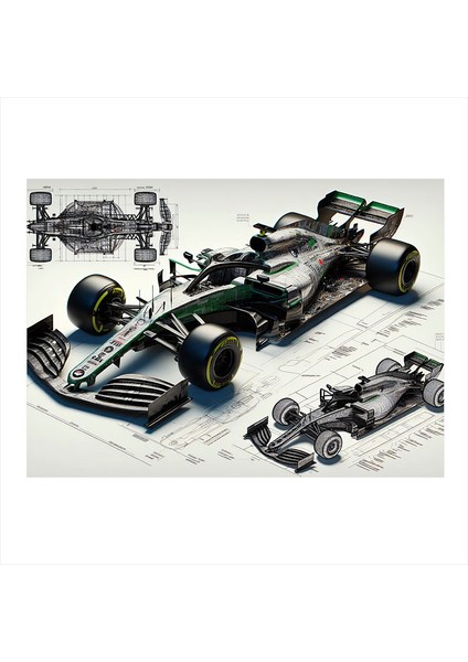 Formula 1 Araba Tasarımı Desenli Ahşap Tablo 18CM x 27CM