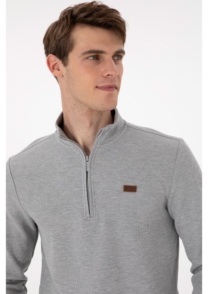 Erkek Gri Melanj Sweatshirt 50298243-VR086 fiyatları