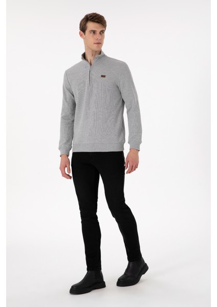 Erkek Gri Melanj Sweatshirt 50298243-VR086 fırsatları