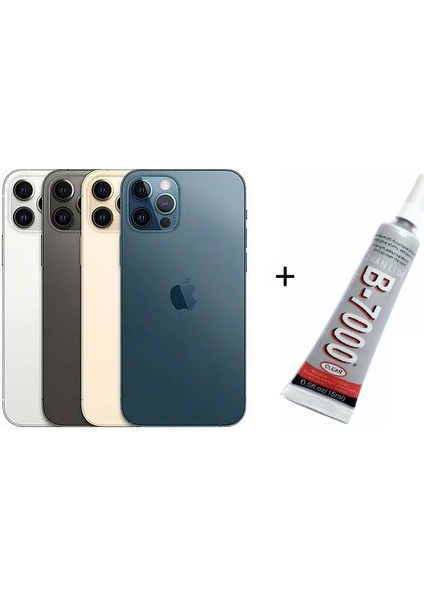 iPhone 12 Pro Max Arka Batarya Pil Kapağı Pasifik Mavi (B7000 15 ml Yapıştırıcı)
