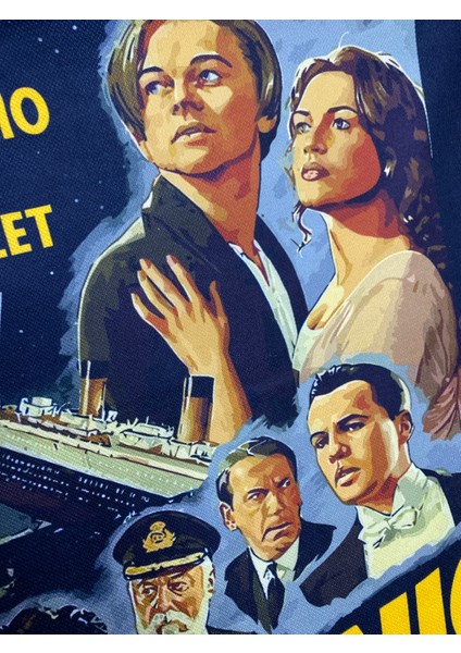 Titanic Film Posteri Desenli Dijital Baskılı Kırlent Kılıfı ve Yastık