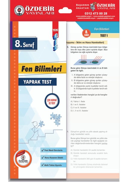 Özdebir Yayınları 8. Sınıf Yaprak Test 3'lü Set (Türkçe-Fen-Matem