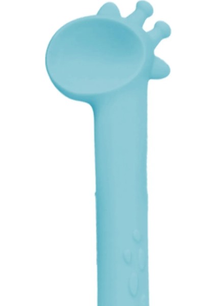 Silikon Çok Amaçlı Mama Çatal Kaşık Zürafa Mavi indirimleri