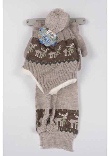 4-8 Yaş 3'lu Cocuk Atkı Bere Eldiven Set