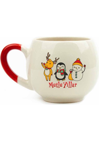 Mutlu Yıllar Krem Parlak Balon Kupa No:4-Yılbaşı Hediyelik Kupa