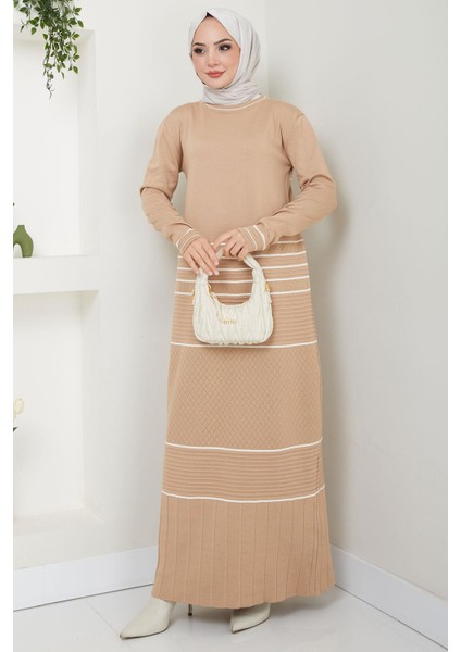 Garnili Merserize Triko Elbise Camel HM2602