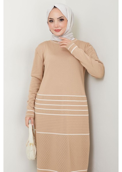 Garnili Merserize Triko Elbise Camel HM2602