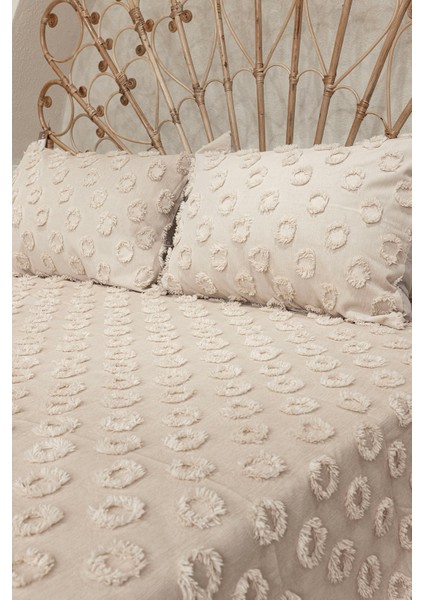 Sitra Bej Çift Kişilik Püsküllü Yatak Örtüsü 230X250 2 Yastık 50X70 fiyatları
