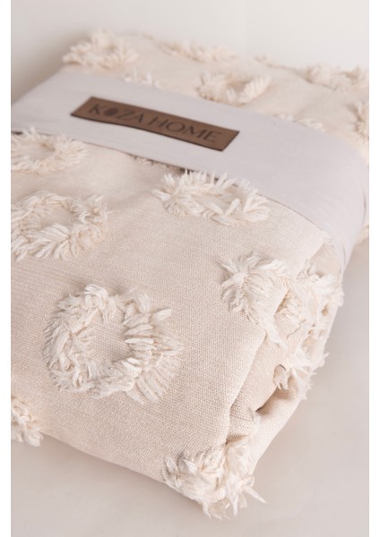 Sitra Bej Çift Kişilik Püsküllü Yatak Örtüsü 230X250 2 Yastık 50X70 fırsatları