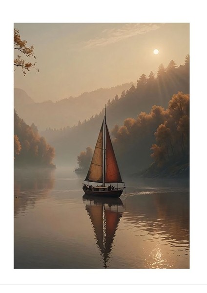 Gölde Yelkenli Mdf Tablo 25CMX 35CM