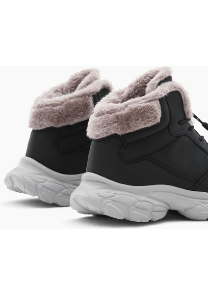 Çocuk Unisex Siyah Faylon Taban Içi Kürklü Lastik Bağcıklı Bot indirimleri
