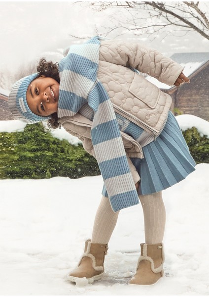 Kız Çocuk Pileli Etek - A. Mavi