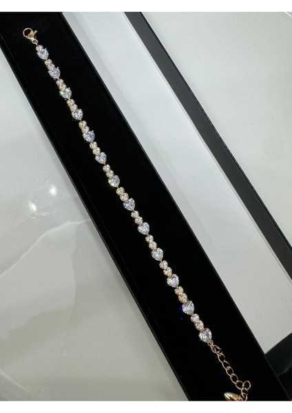 Çelik Rose Gold Zirkon Taşlı Su Yolu Bileklik