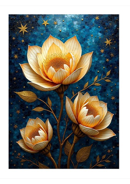 Altın Çiçek Buketi Mdf Poster 25CMX 35CM
